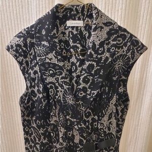 Calvin Klein Black/White Short Sleeve Dress
